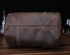Retro Dark Brown Leather Mens Overnight Bag Duffle Bag Travel Bag Weekender Bag for Men