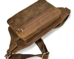Retro Dark Brown and Brown LEATHER MENS FANNY PACK FOR MEN BUMBAG Vintage WAIST BAGS