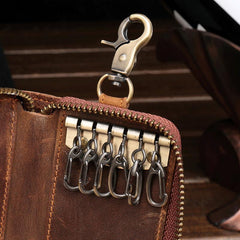 Cool Fashion Leather Men's Car Key Wallet Zipper Key Holder For Men