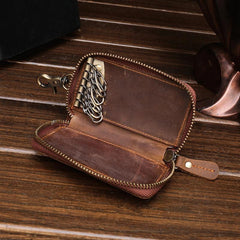 Cool Fashion Leather Men's Car Key Wallet Zipper Key Holder For Men