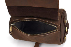Vintage Mens Leather Barrel Side Bag Small Bucket Messenger Bag For Men