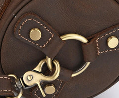 Vintage Mens Leather Barrel Side Bag Small Bucket Messenger Bag For Men