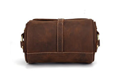 Vintage Mens Leather Barrel Side Bag Small Bucket Messenger Bag For Men