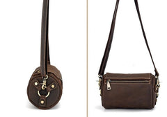 Vintage Mens Leather Barrel Side Bag Small Bucket Messenger Bag For Men