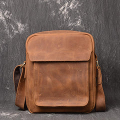 Vintage Leather Men's Small Side Bag Table Bag Small Messenger Bag For Men