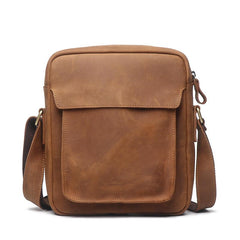 Vintage Leather Men's Small Side Bag Table Bag Small Messenger Bag For Men