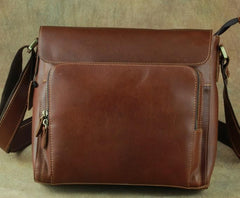 Leather Brown Mens Vintage Small Side Bag Shoulder Bags Small Messenger Bag For Men