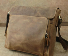 Leather Brown Mens Vintage Small Side Bag Shoulder Bags Small Messenger Bag For Men