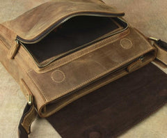 Leather Brown Mens Vintage Small Side Bag Shoulder Bags Small Messenger Bag For Men