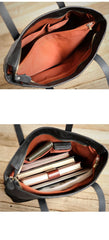 Fashion Coffee Leather Men Womens 14 inches Black Tote Bag Shoulder Tote Bag For Men