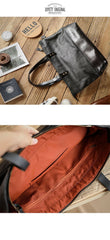 Fashion Coffee Leather Men Womens 14 inches Black Tote Bag Shoulder Tote Bag For Men