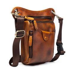 Cool Leather Men's Belt Pouch Waist Bag Small Side Bag Drop Leg Bag For Men