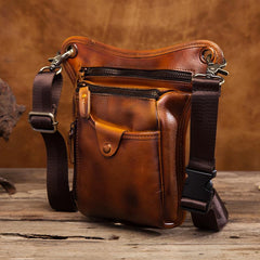Cool Leather Men's Belt Pouch Waist Bag Small Side Bag Drop Leg Bag For Men