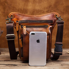 Cool Leather Men's Belt Pouch Waist Bag Small Side Bag Drop Leg Bag For Men