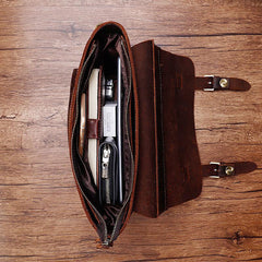 Vintage Brown Leather Men's Profess Briefcase Business Brown Shoulder Briefcase For Men