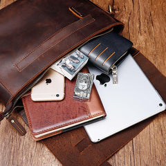 Vintage Brown Leather Men's Profess Briefcase Business Brown Shoulder Briefcase For Men