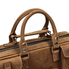 Vintage Leather Men's Travel Bag Business Handbag Laptop 14inch Briefcase For Men