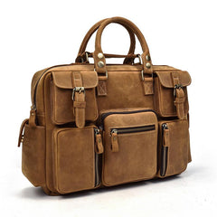 Vintage Leather Men's Travel Bag Business Handbag Laptop 14inch Briefcase For Men