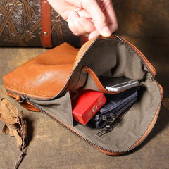 Cool Leather Mens Brown Long Wallet Wristlet Wallet Black Clutch Wallet for Men