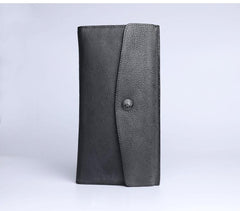 Cool Leather Brown Mens Long Wallet Envolpe Long Wallet Trifold Clutch Wallet for Men