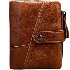 Cool Brown Leather Mens billfold Wallet Bifold SMall Wallet Black Front Pocket Wallet For Men