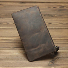 MENS LEATHER SLIM ZIPPER CLUTCH WALLET Zipper Long Wallet FOR MEN