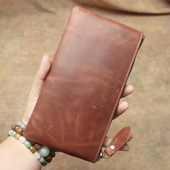 MENS LEATHER SLIM ZIPPER CLUTCH WALLET Zipper Long Wallet FOR MEN