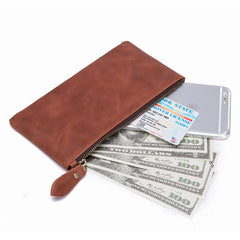 MENS LEATHER SLIM ZIPPER CLUTCH WALLET Zipper Long Wallet FOR MEN