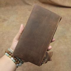 MENS LEATHER SLIM ZIPPER CLUTCH WALLET Zipper Long Wallet FOR MEN