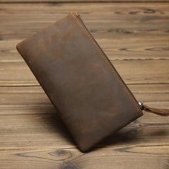 MENS LEATHER SLIM ZIPPER CLUTCH WALLET Zipper Long Wallet FOR MEN