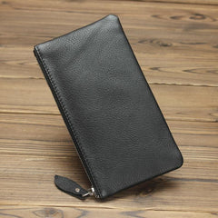 MENS LEATHER SLIM ZIPPER CLUTCH WALLET Zipper Long Wallet FOR MEN