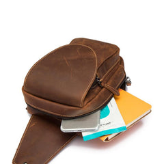 Vintage Leather Men's Chest Bag Sling Bag One Shoulder Backpack For Men