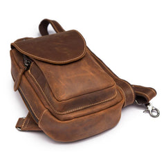 Vintage Leather Men's Chest Bag Sling Bag One Shoulder Backpack For Men