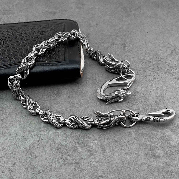 Cool Silver Dragon Mens Biker Wallet Chain STAINLESS STEEL Pants Chain Wallet Ch WG02281043
