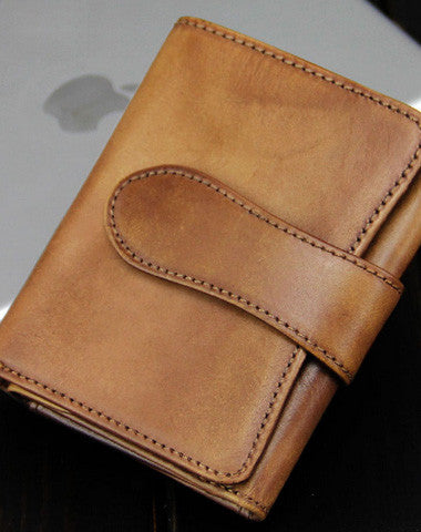 Handmade men billfold leather wallet men vintage green brown billfold wallet for him - EverHandmade