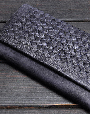 Handmade men long leather wallet men bifold vintage gray long wallet for him - EverHandmade