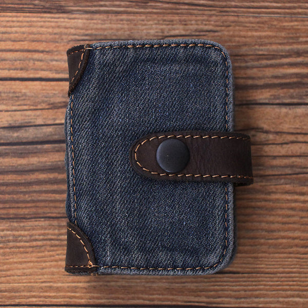 Blue Denim Bifold Mens Card Wallet Denim - Back View