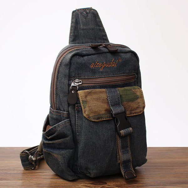 Cool Denim Mens Sling Bag Chest Bag - Back View