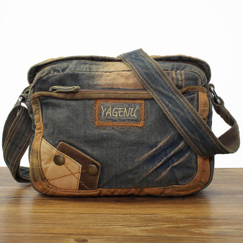 Blue Denim Small Messenger Bag Mens Denim Side Bag Vintage Denim Small Crossbody Bag For Women