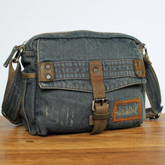 Blue Denim Small Messenger Bags Denim Small Side Bag Vintage Small Crossbody Bag For Men