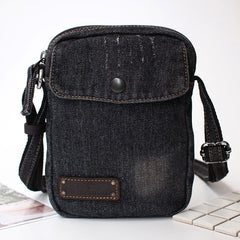 Blue Denim Small Side Bag Mens Denim Vertical Phone Shoulder Bags Vintage Denim Mini Crossbody Bag For Women