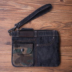 Vintage Denim Blue Womens Envelope Bag Clutch Denim Wristlet Bag Purse For Men