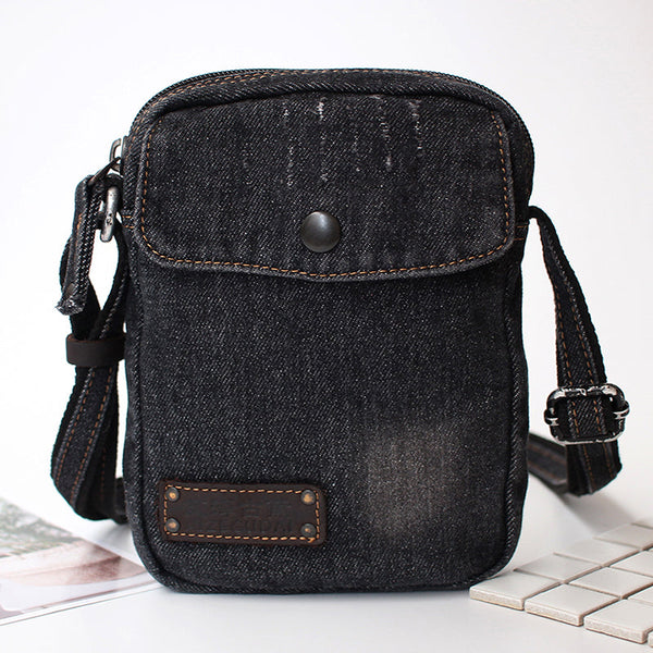 Blue Denim Small Side Bag Mens Denim - Back View