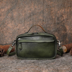 Handmade Womens Brown Leather Mini Satchel Shoulder Bag Best Handbag Cube Crossbody Purses for Ladies