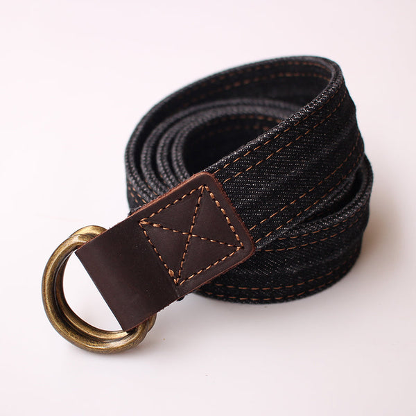 Slim Mens Double Loops Denim Belt Denim Blue Belt Vintage Denim Belt For Men Wom AIZZ00381030