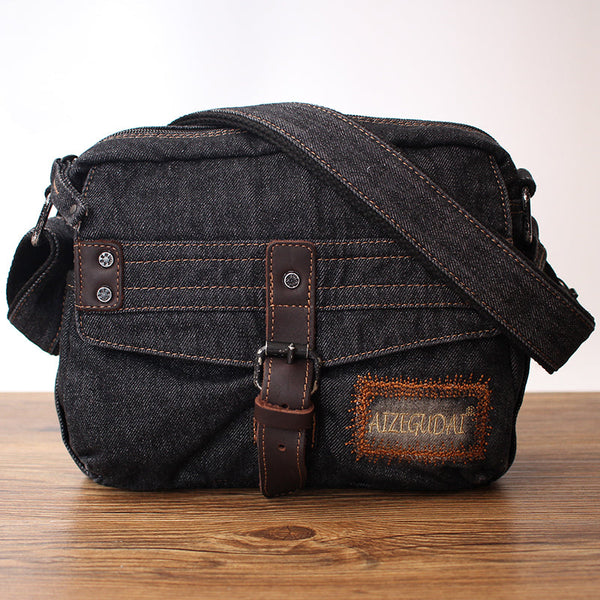 Black Denim Small Messenger Bags Denim Small - Back View