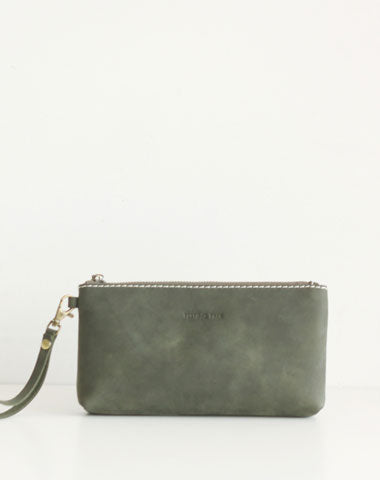 Handmade leather womens zip phone clutch purse Wristlet wallet purse clutch - EverHandmade