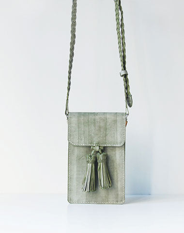 Handmade leather green purse phone bag shoulder bag cossbody bag purse women - EverHandmade