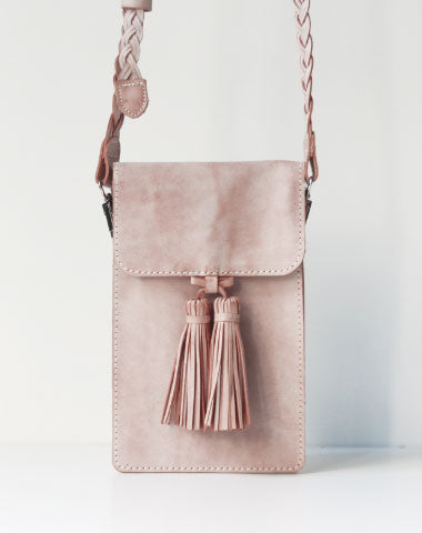 Handmade leather beige purse phone bag shoulder bag cossbody bag purse women - EverHandmade