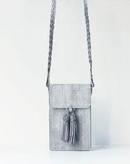 Handmade leather gray purse phone bag shoulder bag cossbody bag purse women - EverHandmade